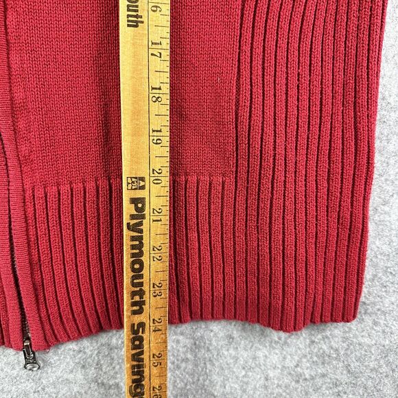 Eddie Bauer Cardigan Sweater Womens XL Red Cotton Blend Ribbed Zip Mock Neck* - Picture 11 of 15